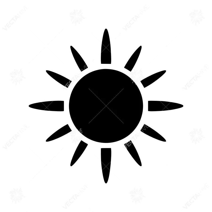 Black Sun Icon - Simple Solar Symbol