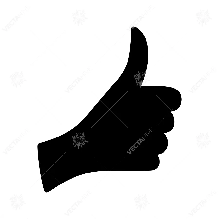 Black Thumbs Up Icon - Vector Illustration
