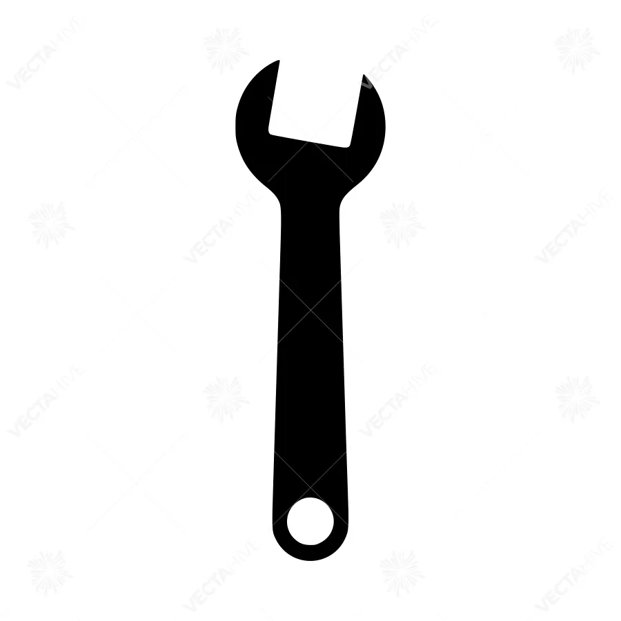 Black Wrench Icon - Simple Vector Illustration