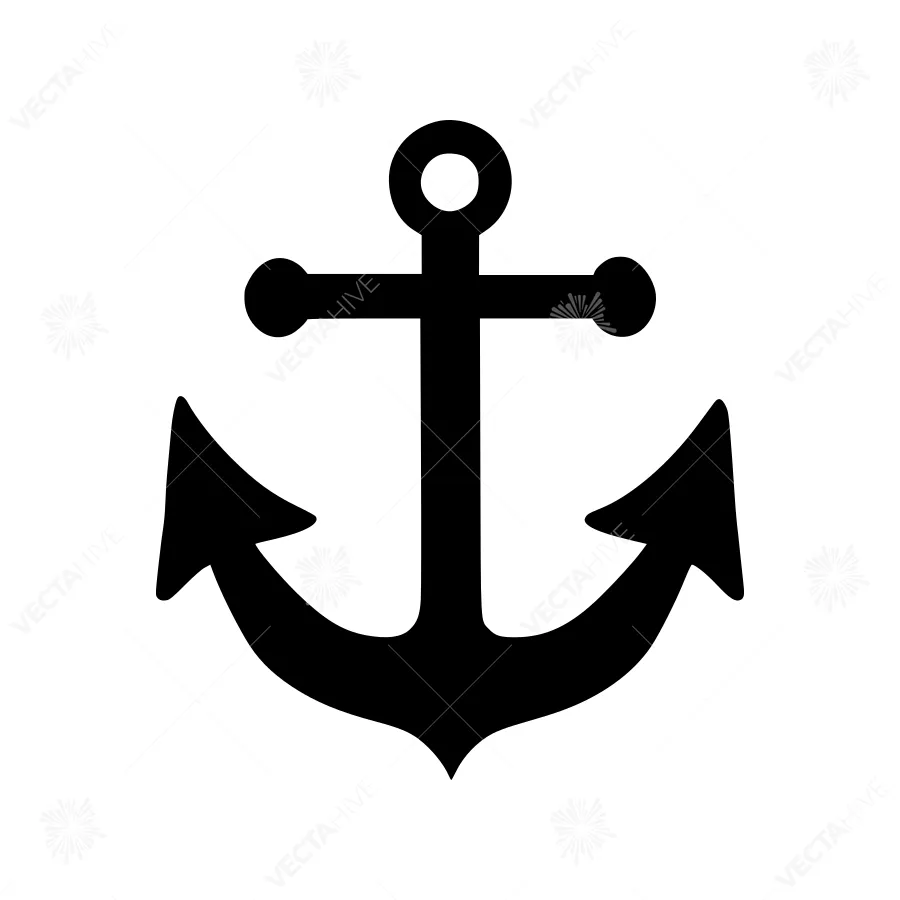 Black Anchor Icon - Nautical Symbol