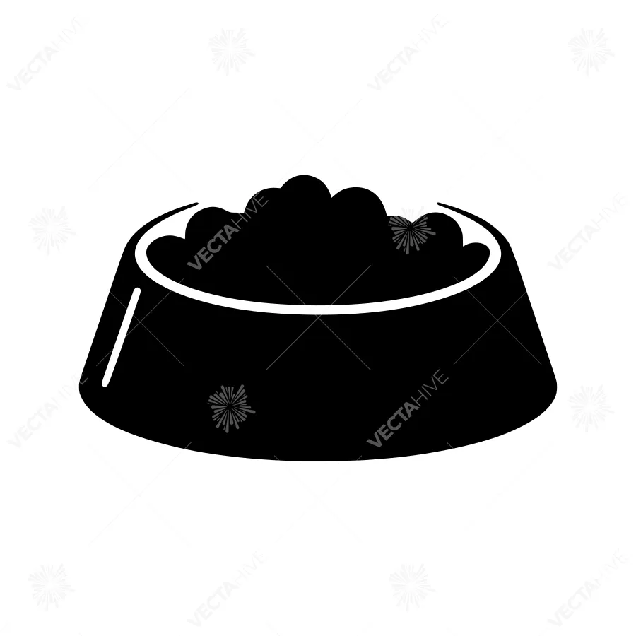 Pet Bowl Icon - Simple Black Silhouette