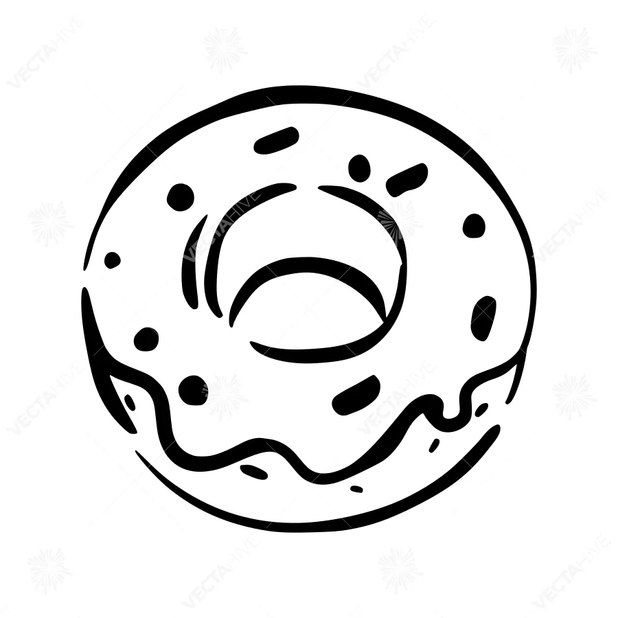 Minimalist Donut Icon - Black Outline