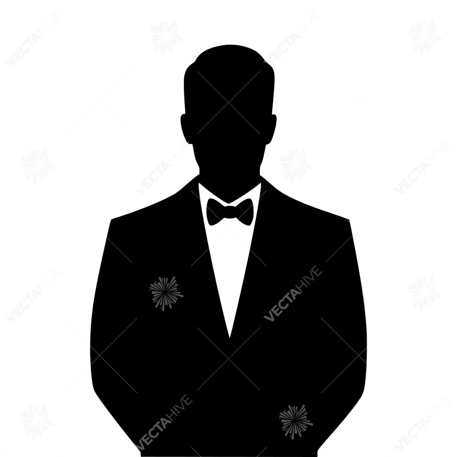 Silhouette Man in Suit with Bow Tie