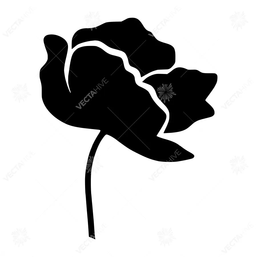 Black Flower Silhouette Vector Illustration