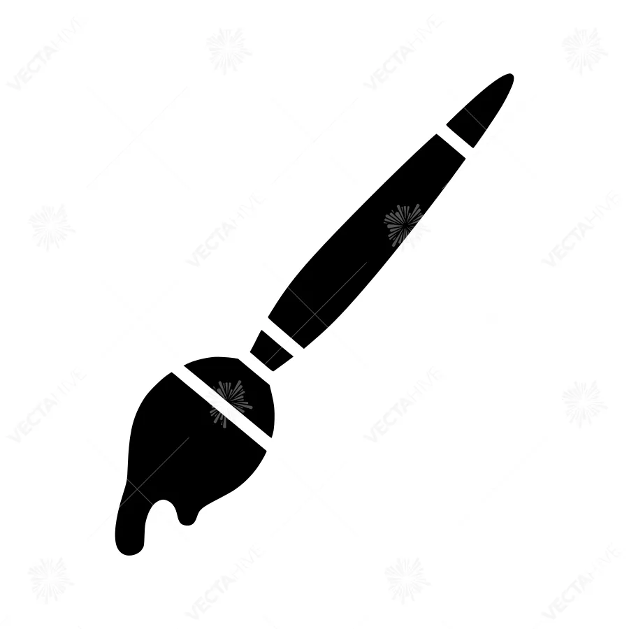 Black Paint Brush Icon - Vector Illustration