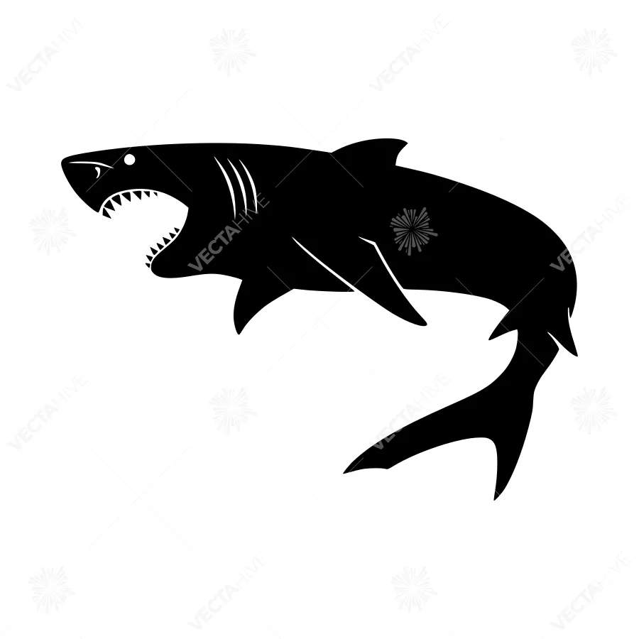 Black Shark Silhouette Vector Illustration