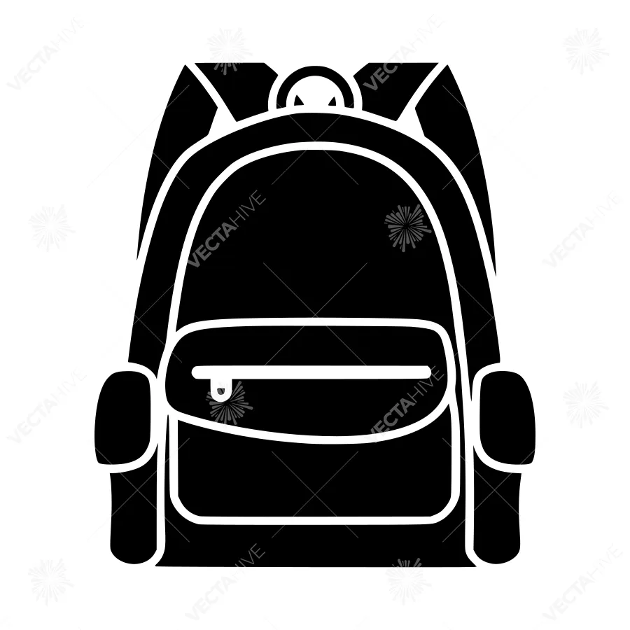 Black Backpack Icon - Vector Illustration
