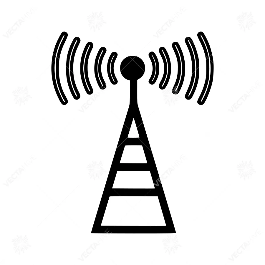 Wireless Signal Tower Icon - Vector Illustration