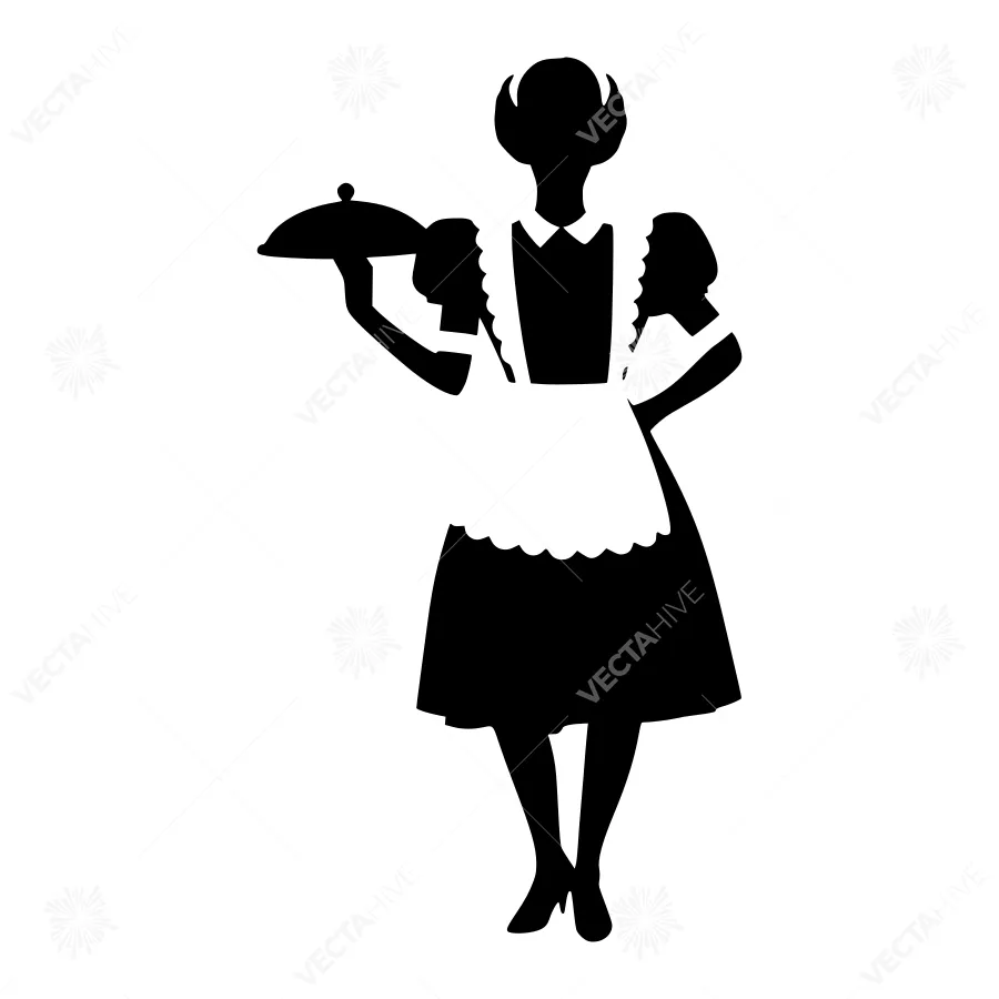 Vintage Maid Silhouette - Retro Kitchen Illustration