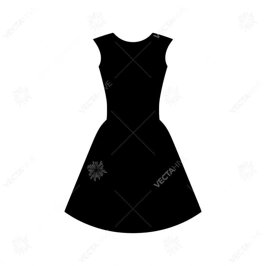 Silhouette Dress Icon - Minimalist Fashion Vector