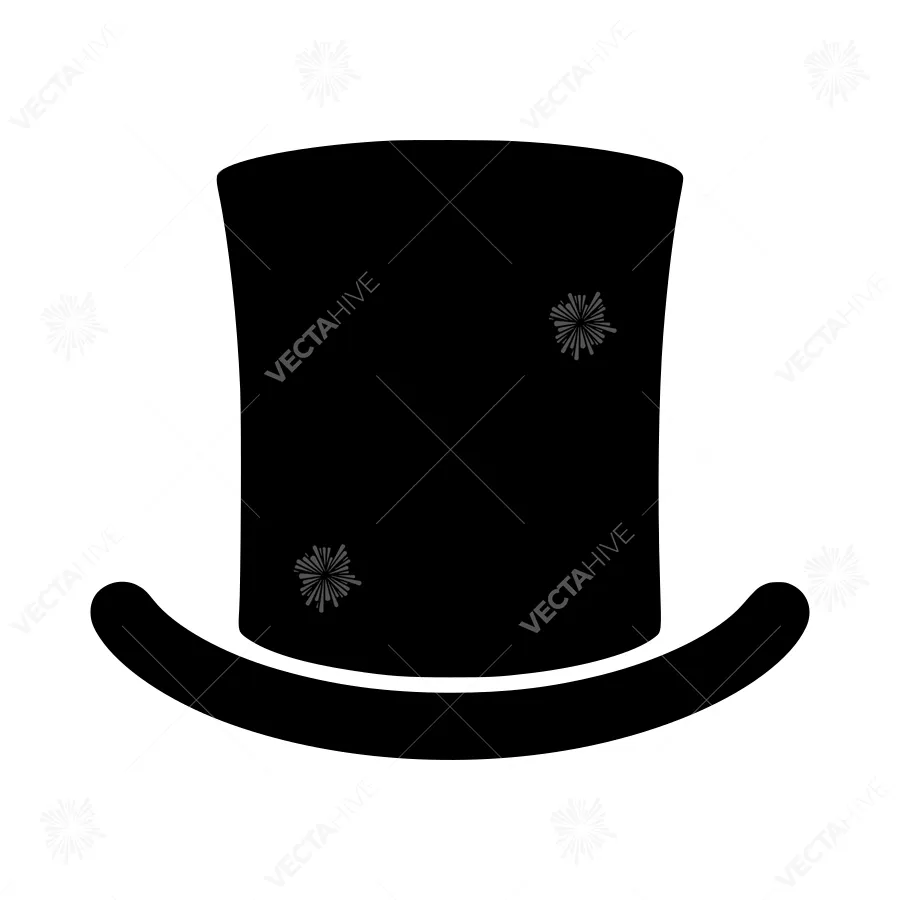 Black Top Hat Icon - Vector Illustration