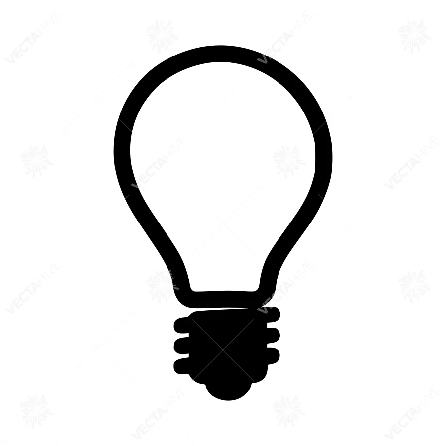 Black Lightbulb Icon - Simple Outline