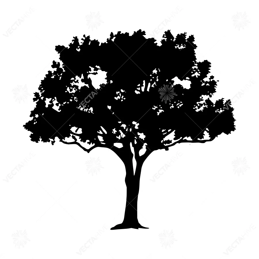 Black Tree Silhouette on White Background