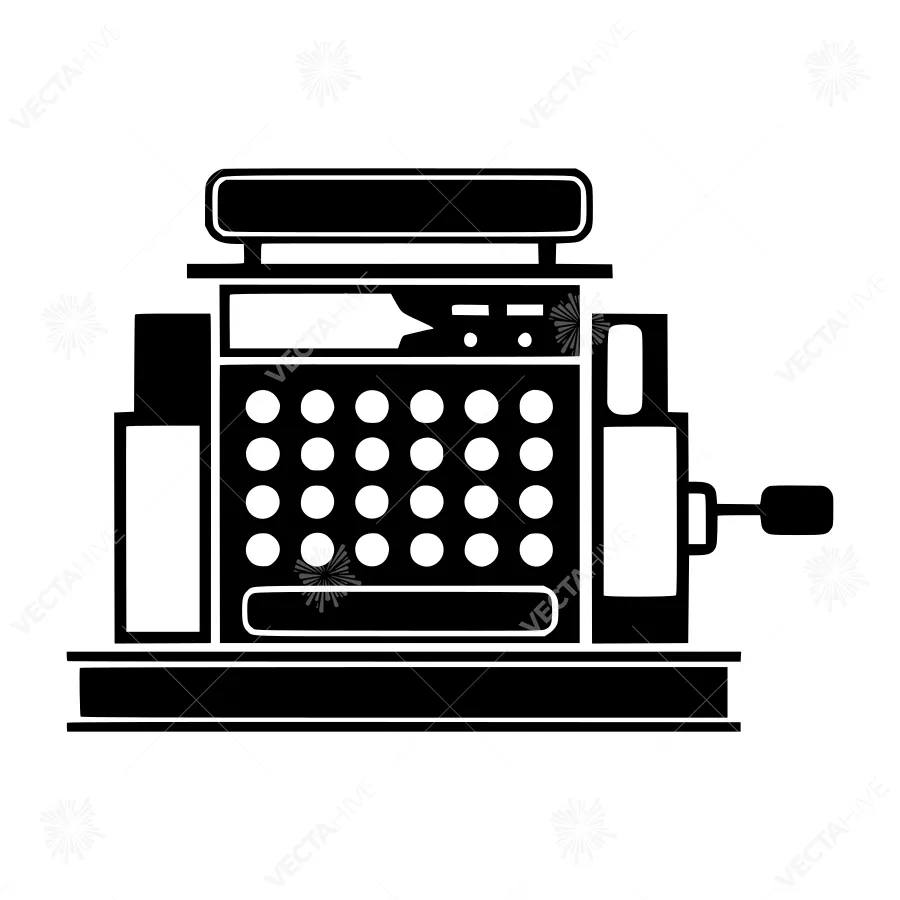Vintage Typewriter Icon - Black Outline