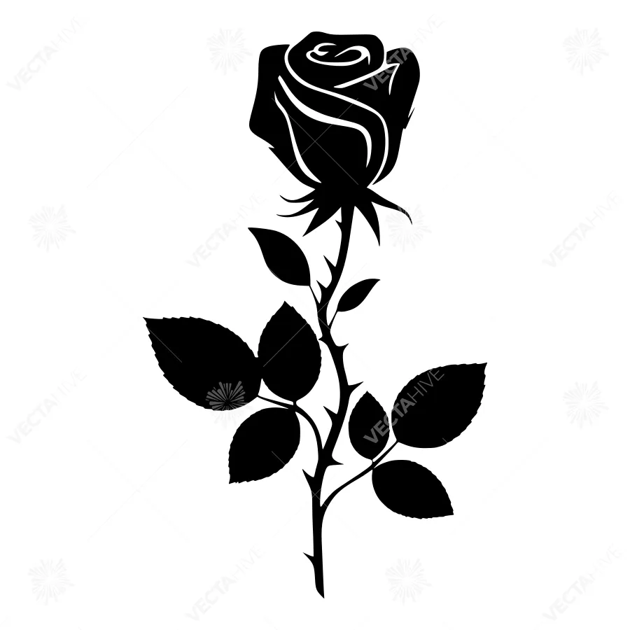 Black Rose Silhouette - Elegant Floral Design