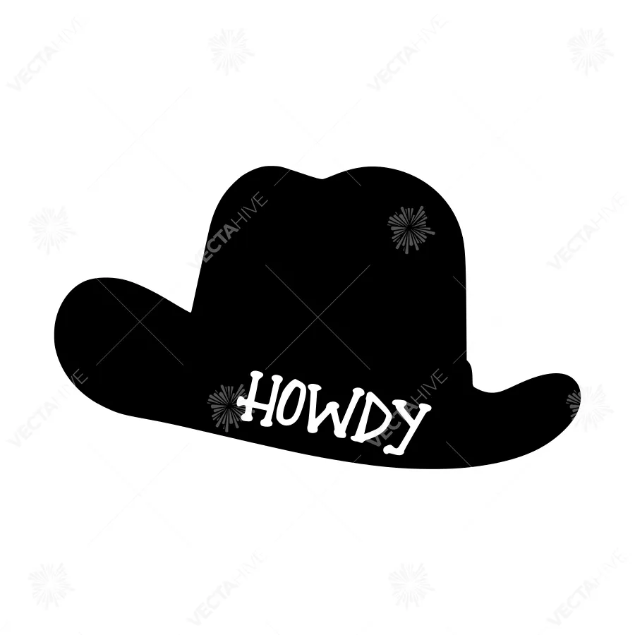 Silhouette Cowboy Hat - Howdy Text