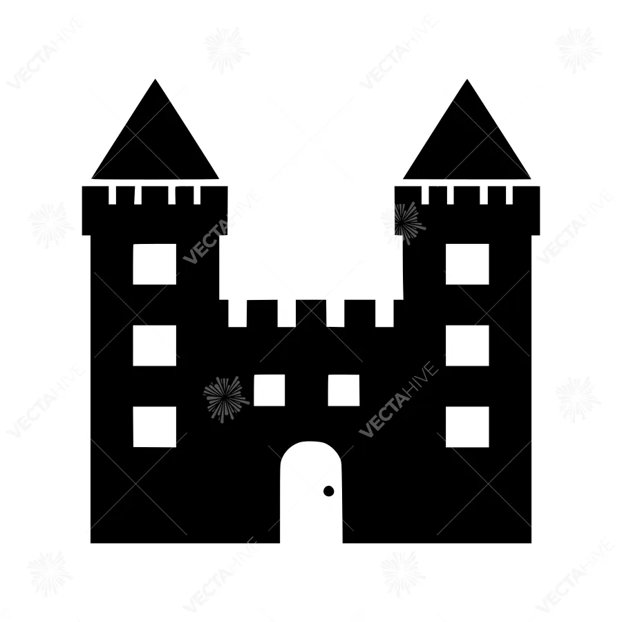 Black Castle Icon - Vector Illustration