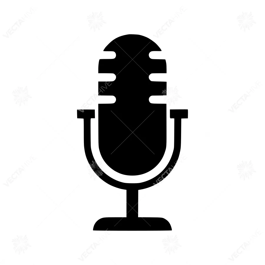 Black Microphone Icon - Vector Illustration