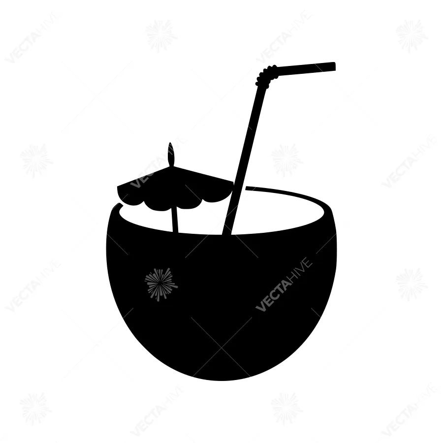 Silhouette Coconut Drink with Straw