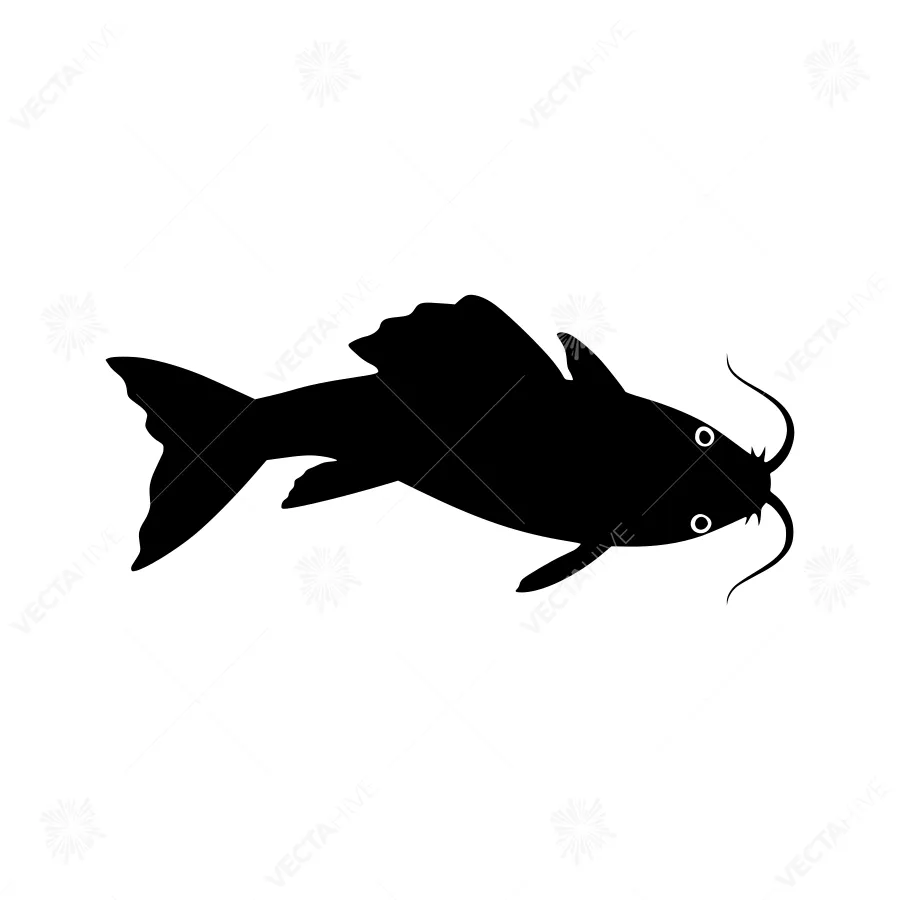 Black Catfish Silhouette Vector Illustration