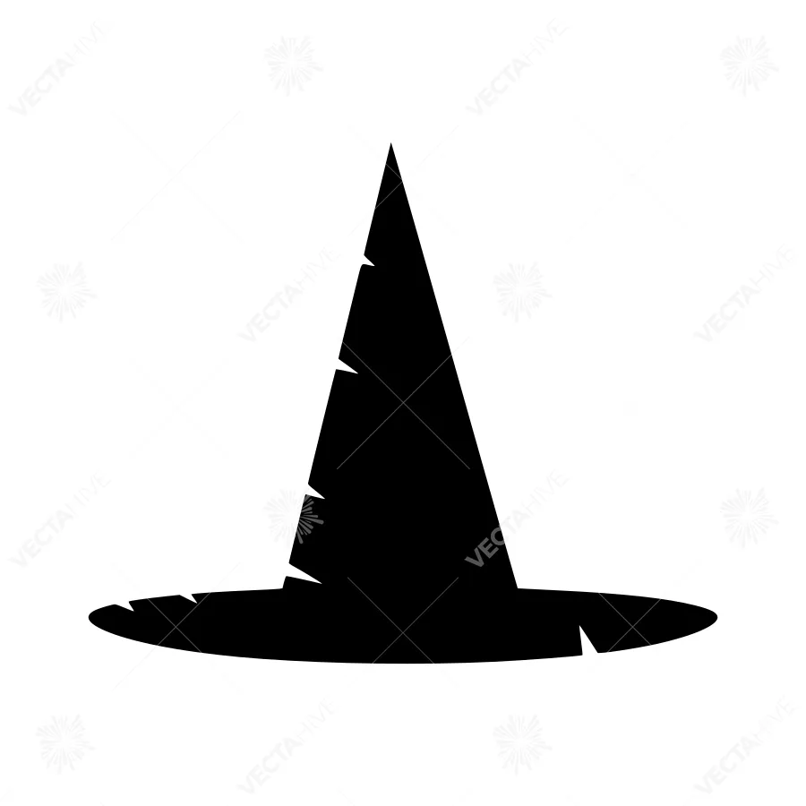 Black Witch Hat Silhouette Vector Icon