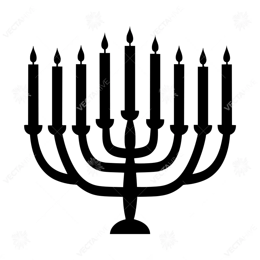Hanukkah Menorah Icon - Black Silhouette