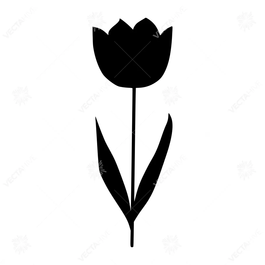 Black Tulip Silhouette Vector Icon