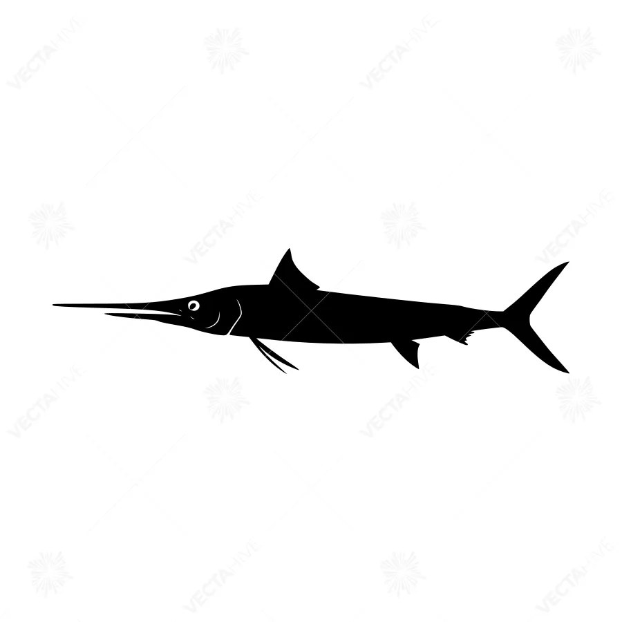 Silhouette Marlin Fish Vector Graphic