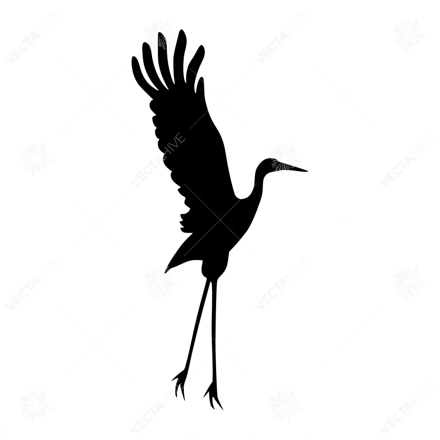 Silhouette Crane Flying - Minimalist Bird Graphic