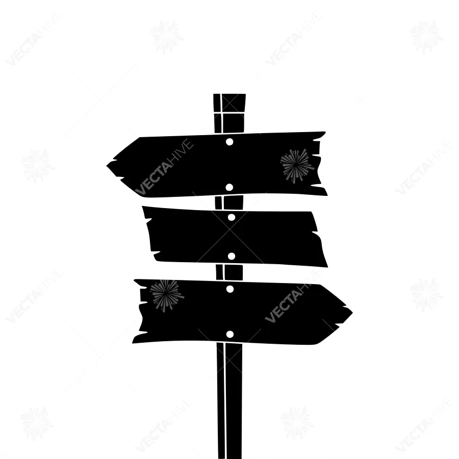 Black Directional Signs - Minimalist Vector
