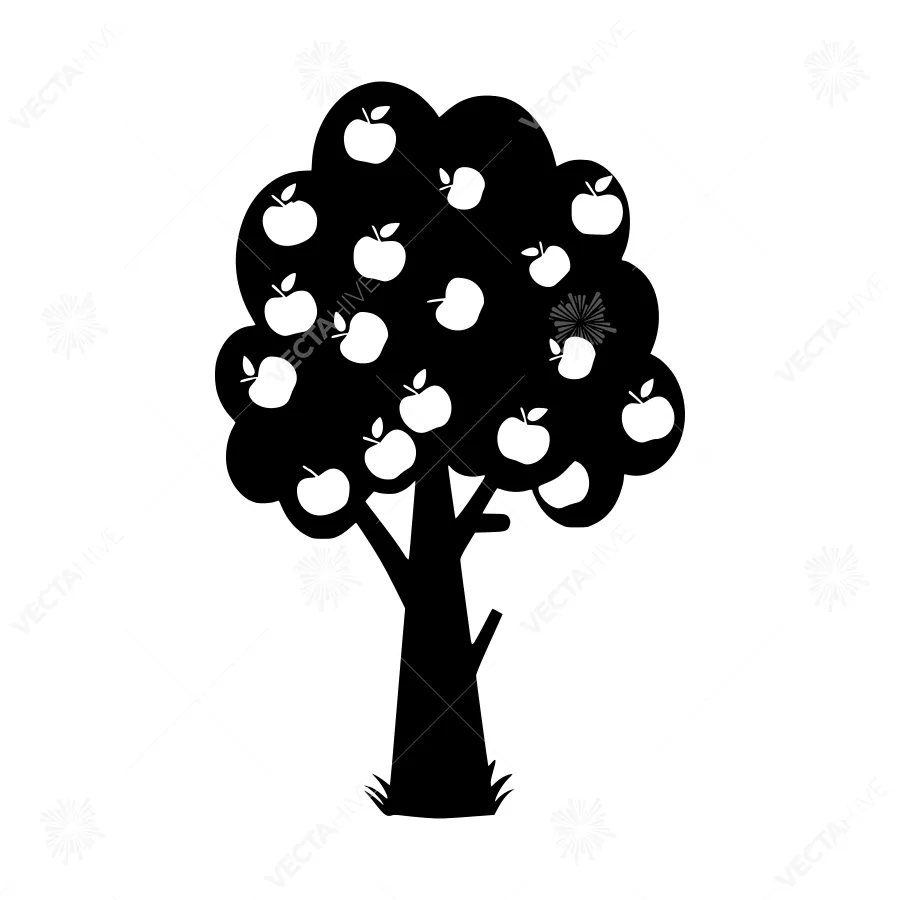 Black Apple Tree Silhouette