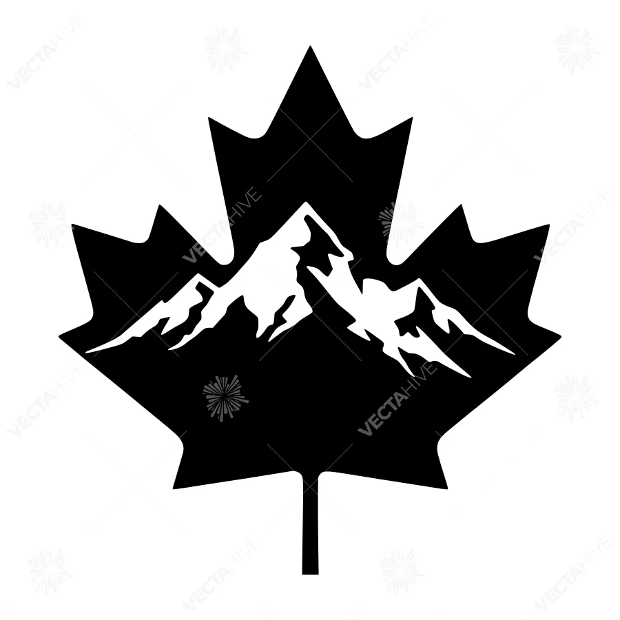 Canadian Maple Leaf with Mountain Silhouette
