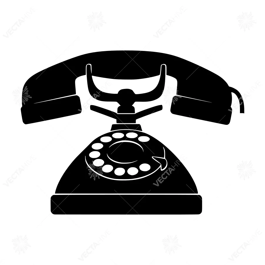 Vintage Telephone Icon - Black Silhouette