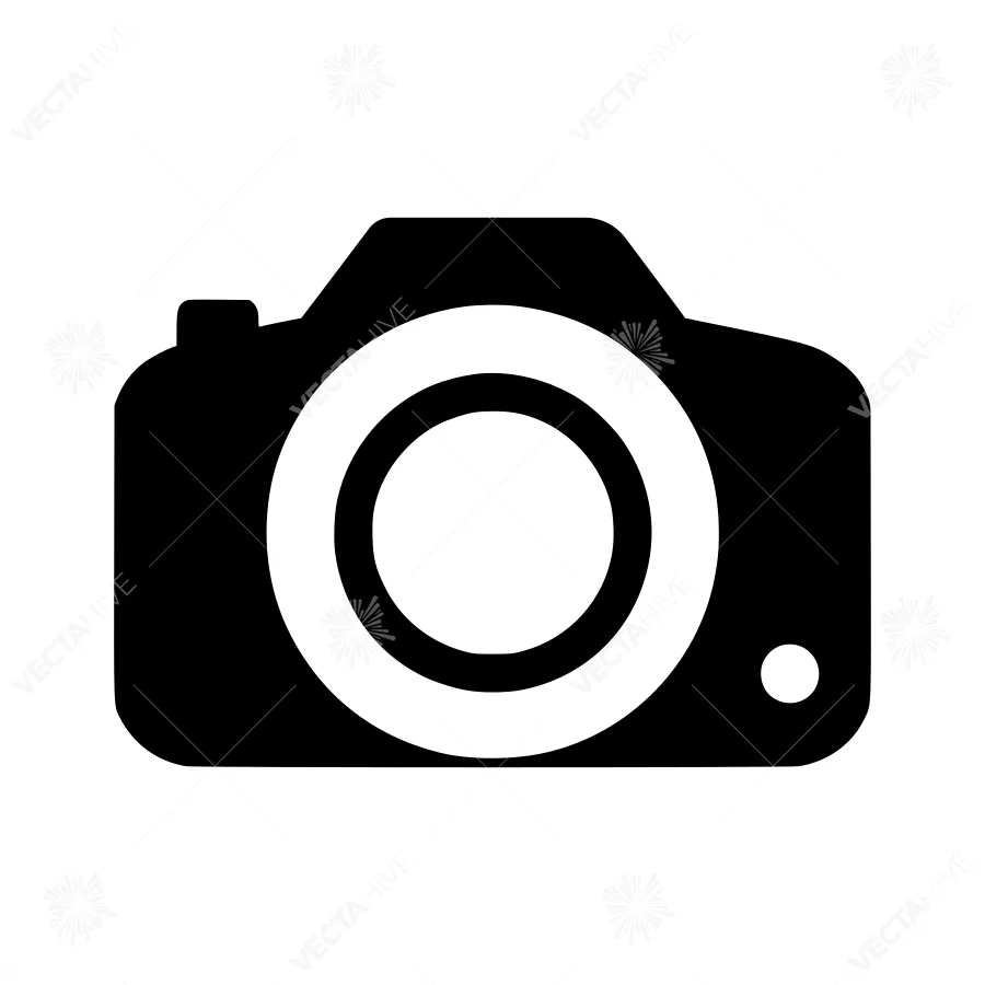 Camera Icon - Black & White Vector Illustration