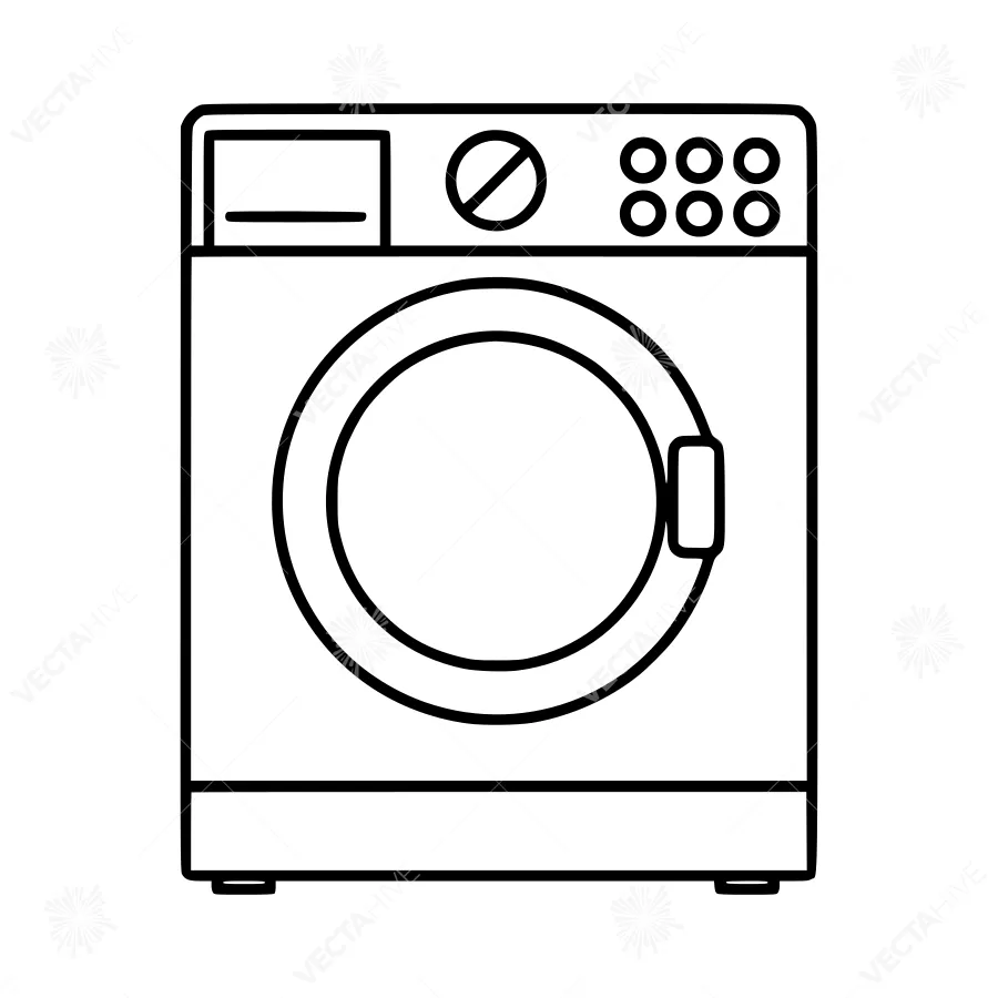 Laundry Machine Icon - Line Art Illustration