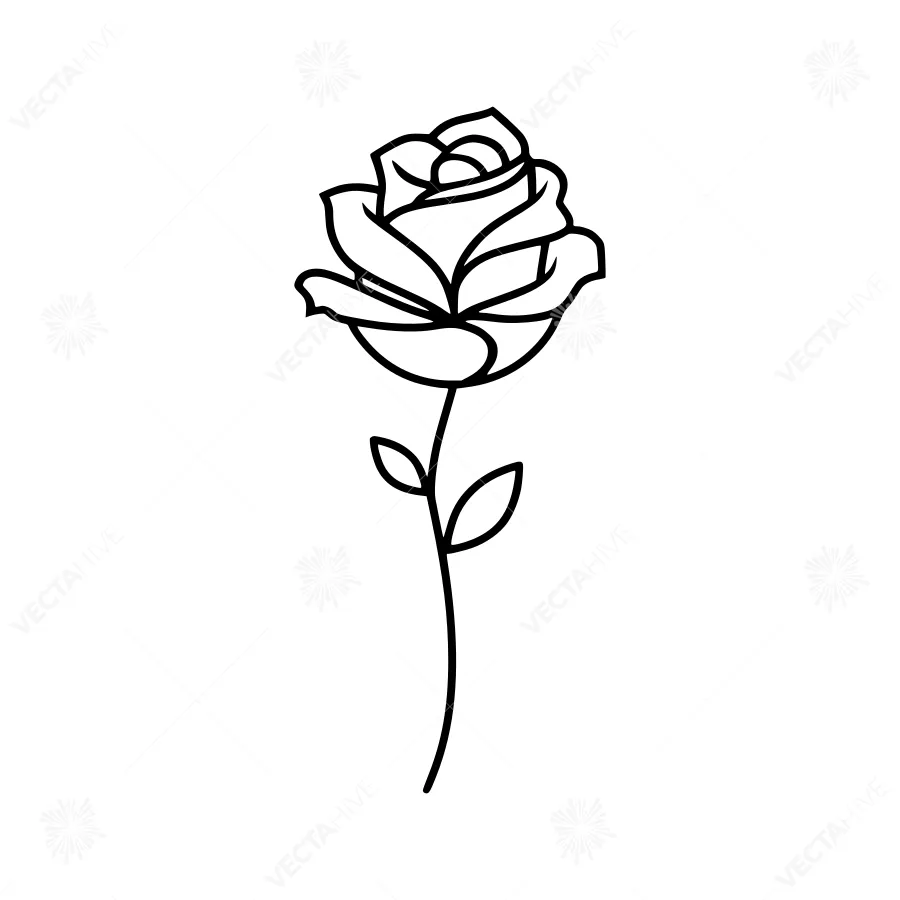 Black Rose Outline Illustration