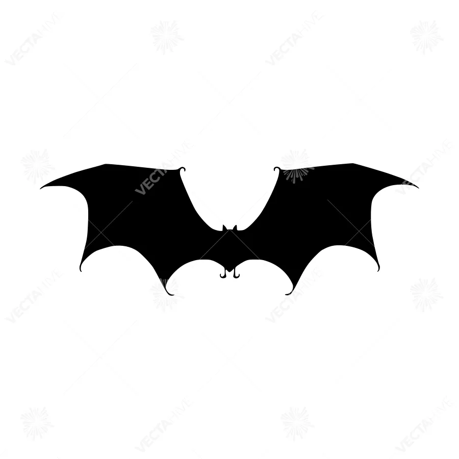 Black Bat Silhouette on White Background