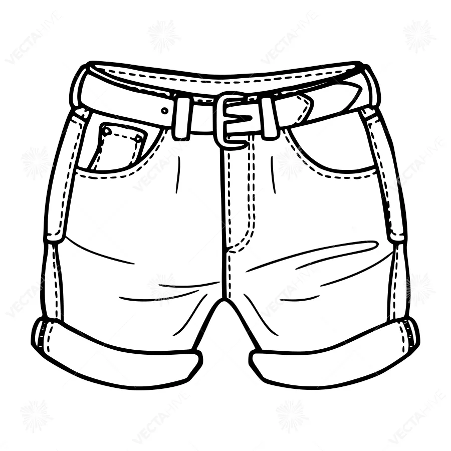 Cartoon Denim Shorts Illustration