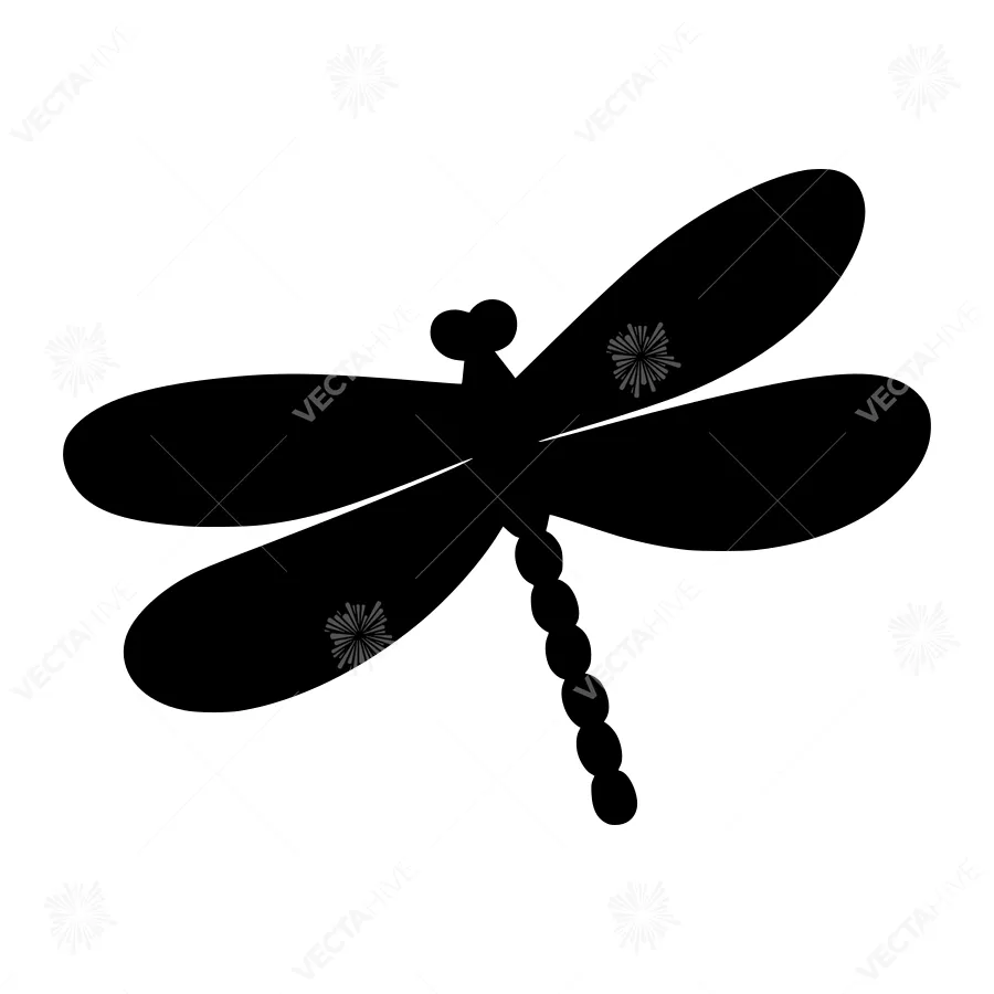 Black Dragonfly Silhouette Vector Graphic