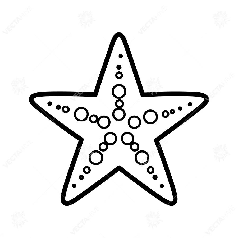 Starfish Outline Vector Illustration