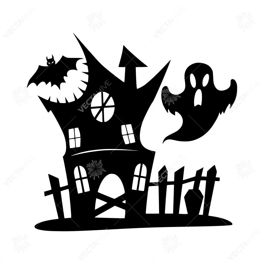 Halloween Ghost House Silhouette
