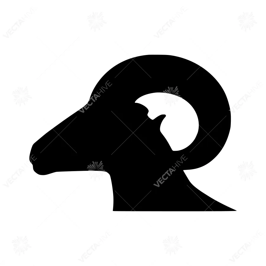 Ram Silhouette Icon - Minimalist Vector Design