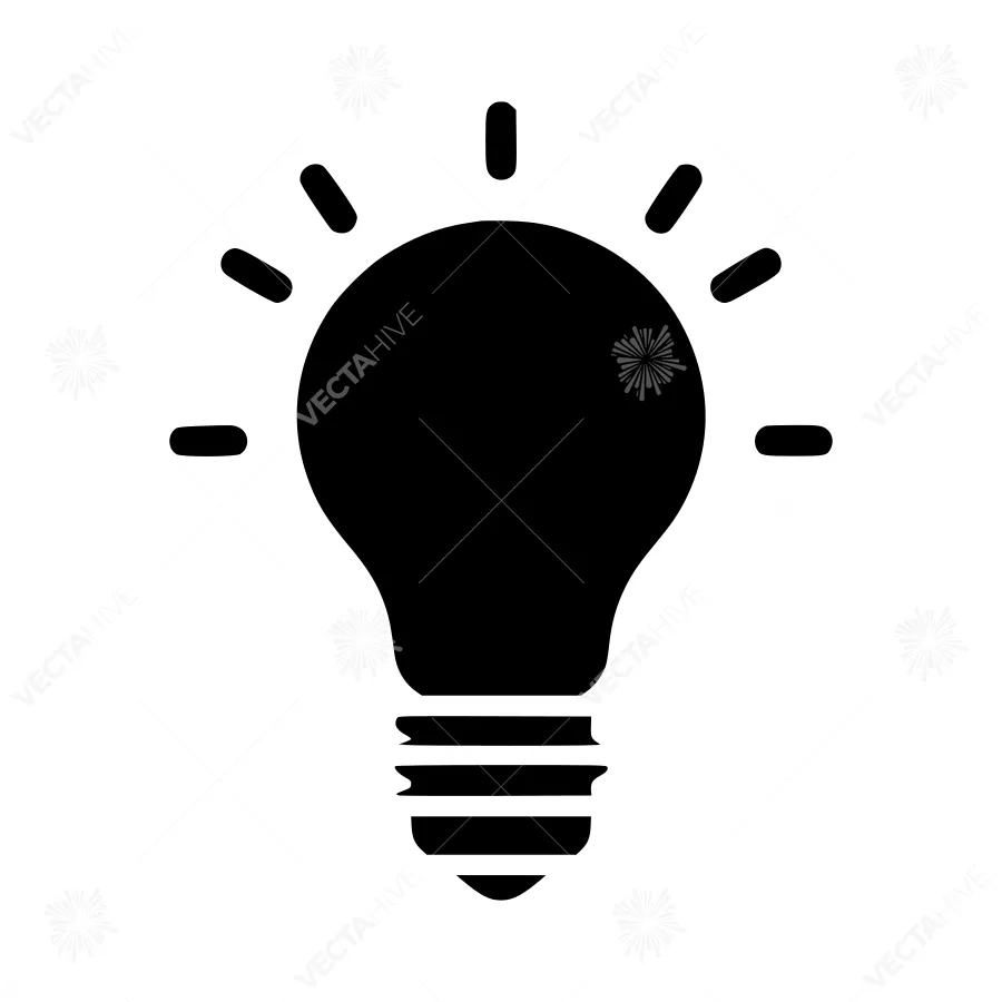 Black Lightbulb Icon - Idea Symbol