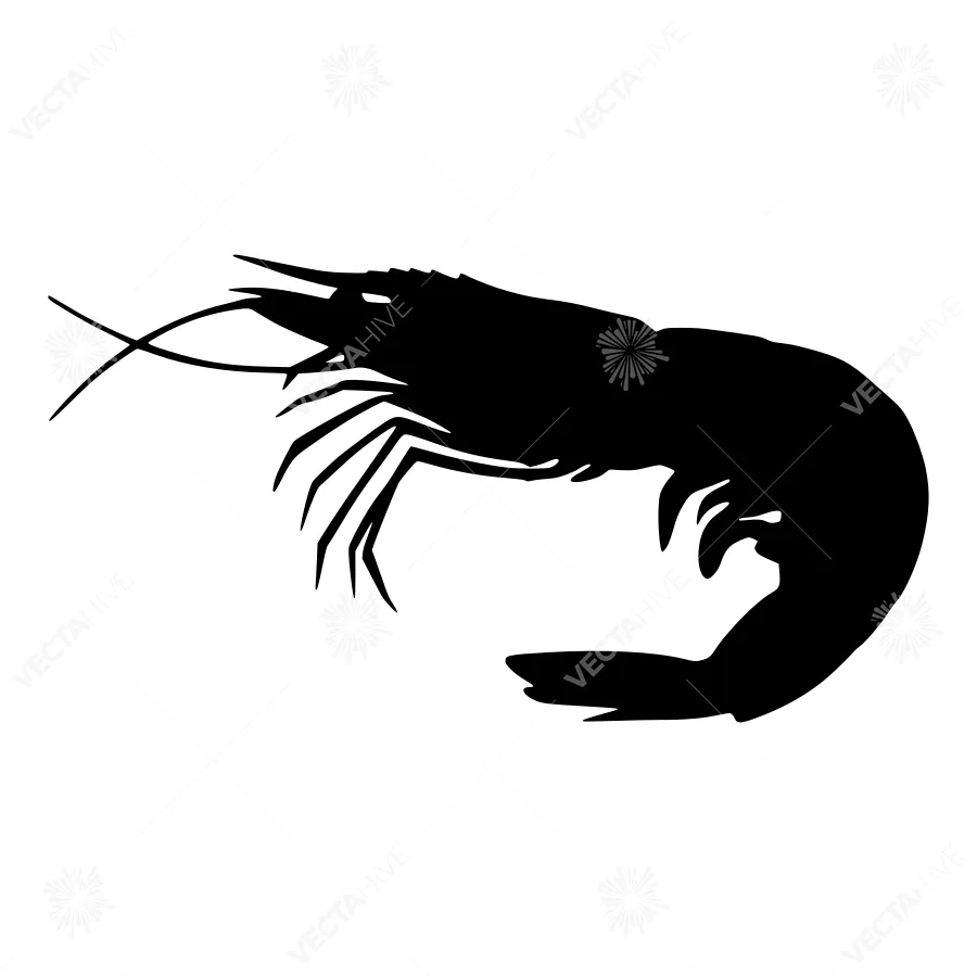 Silhouette Shrimp Vector Illustration