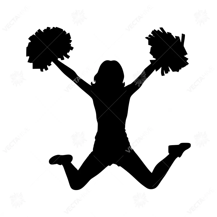 Silhouette Cheerleader Jumping - Vector Illustration