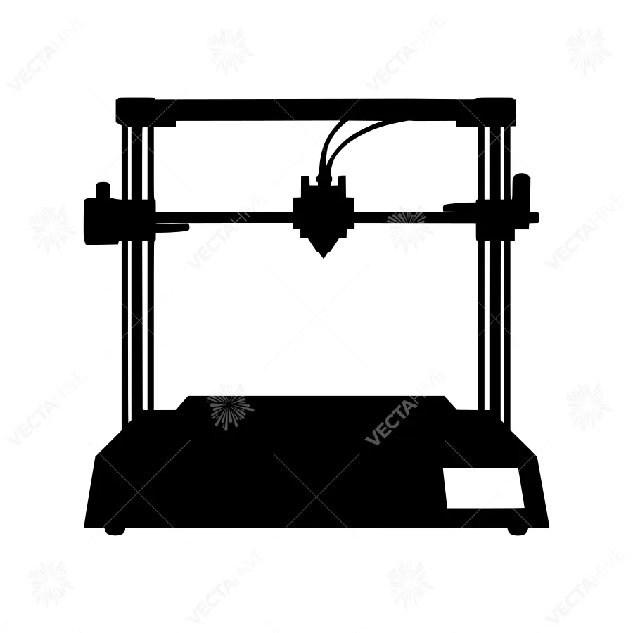 3D Printer Silhouette Vector Icon