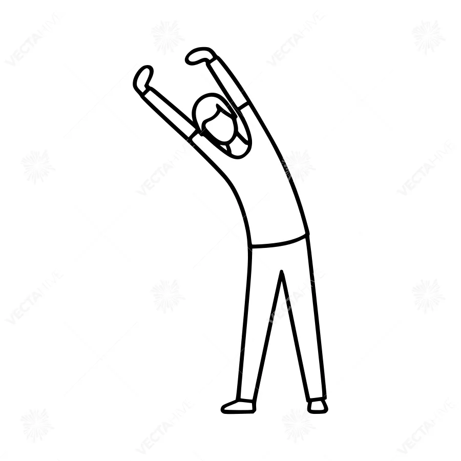 Line Art Person Stretching - Fitness Illustration