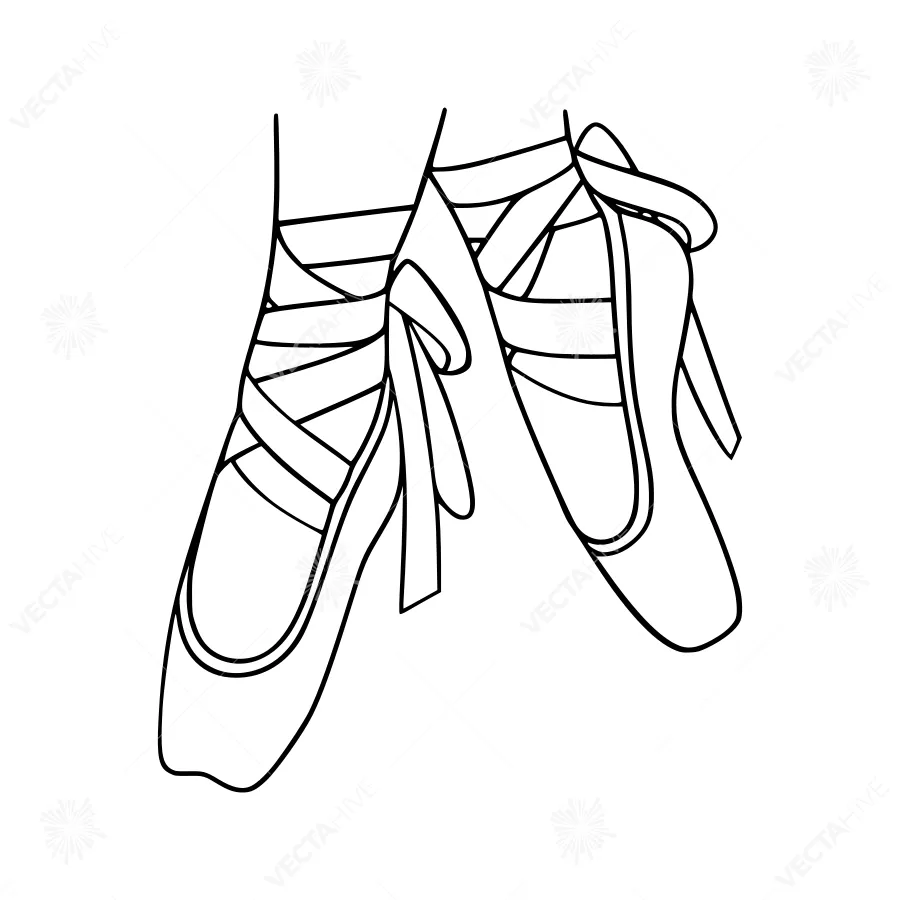 Black & White Ballet Slippers Outline