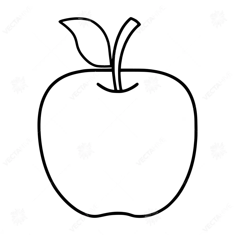 Simple Line Art Apple