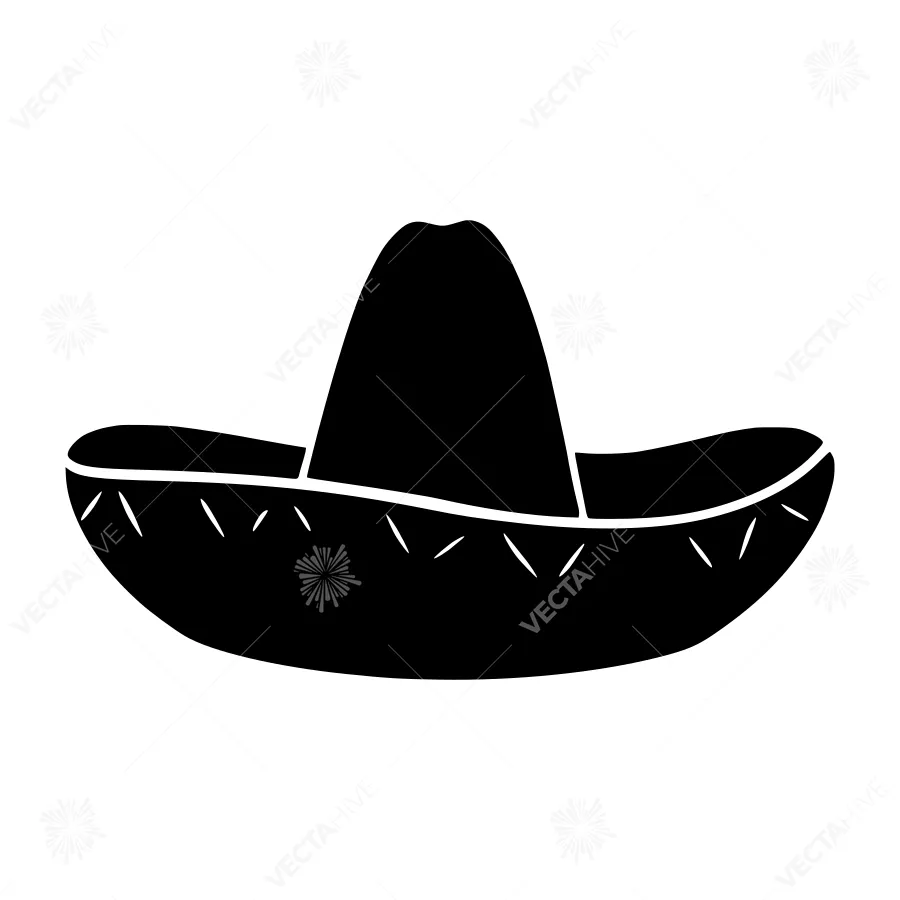 Black Silhouette Mexican Sombrero Icon